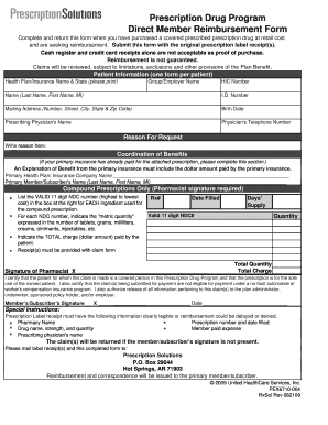 Prescription Drug Reimbursement Form