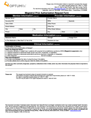 Megestrol Prior Authorization Request Form