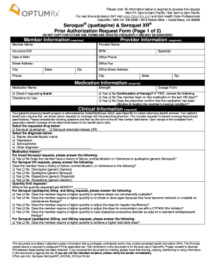 Seroquel Prior Authorization Request Form