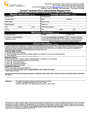 Zovirax Ointment Prior Authorization Request Form