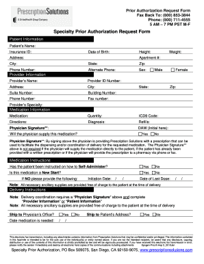 Specialty Prior Authorization Request Form