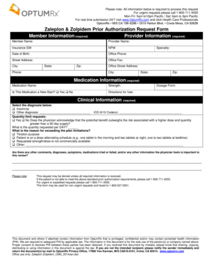 Zaleplon & Zolpidem Prior Authorization Request Form
