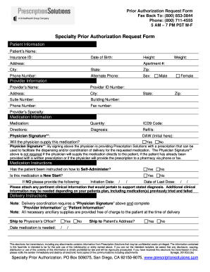 Specialty Prior Authorization Request Form