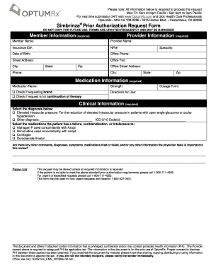 Simbrinza Prior Authorization Request Form