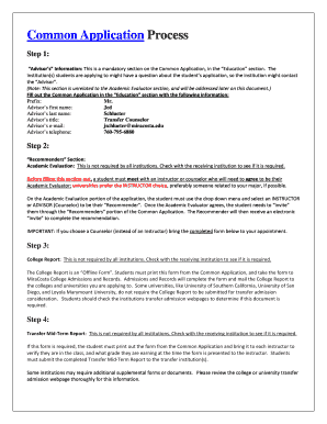 Common Application Advisor Information Form