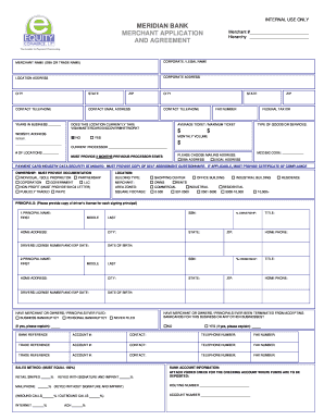 Meridian Bank Merchant Application and Agreement