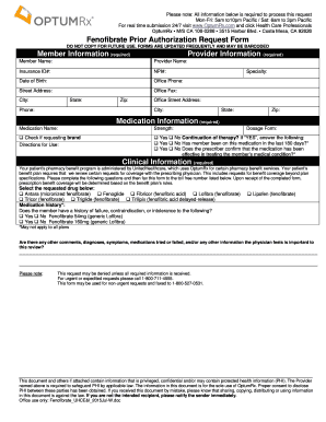 Fenofibrate Prior Authorization Request Form