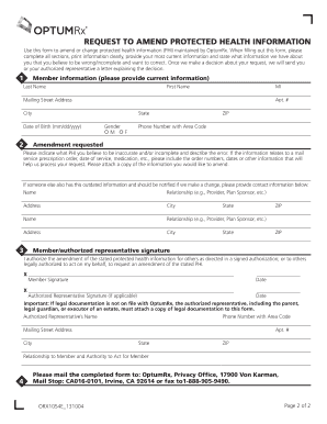Request to Amend Protected Health Information