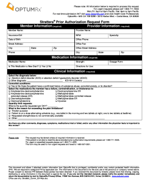 Strattera Prior Authorization Request Form