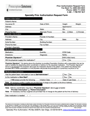 Specialty Prior Authorization Request Form