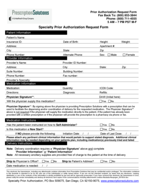 Specialty Prior Authorization Request Form