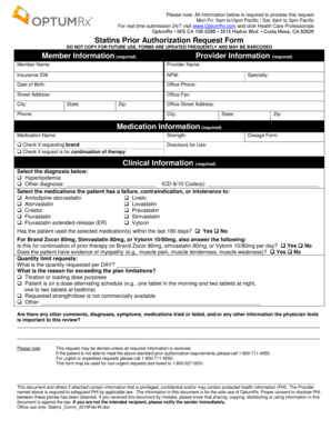 Statins Prior Authorization Request Form