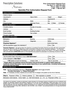 Specialty Prior Authorization Request Form