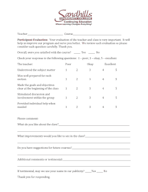 Teacher Evaluation Form
