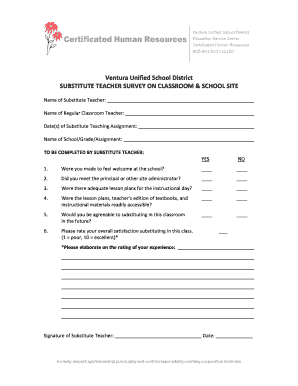 Substitute Teacher Survey Form
