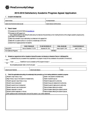 Satisfactory Academic Progress Appeal Application