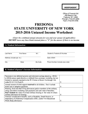 2015-2016 Untaxed Income Worksheet