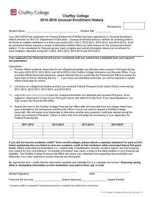 Unusual Enrollment History Review Form