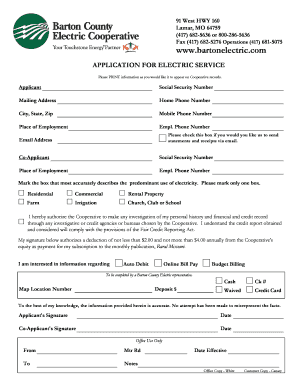 Application for Electric Service