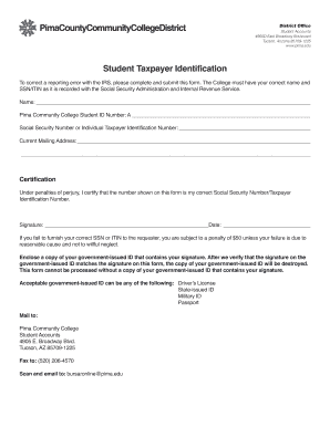 Student Taxpayer Identification Form
