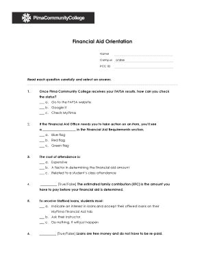 Financial Aid Orientation Quiz