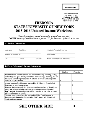 2015-2016 Untaxed Income Worksheet
