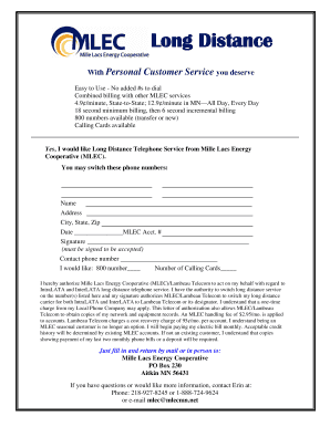 Long Distance Service Application
