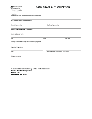 Bank Draft Authorization Form