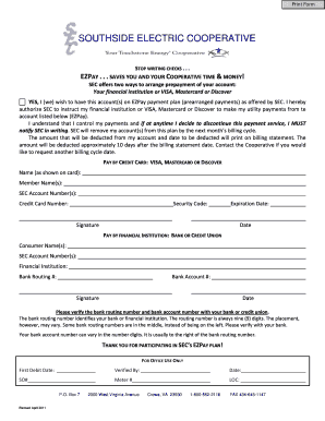 Southside Electric Cooperative EZPay Enrollment Form