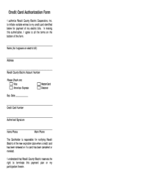 Credit Card Authorization Form