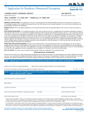 Texas Residence Homestead Exemption Application