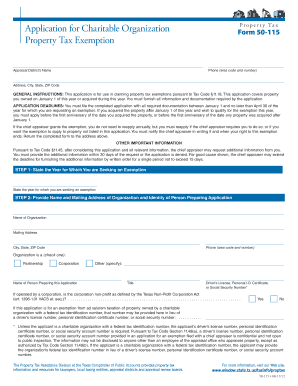 Texas Charitable Organization Property Tax Exemption Application