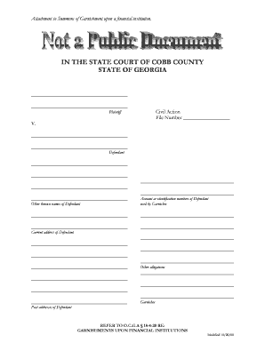 Attachment to Summons of Garnishment on Financial Institution