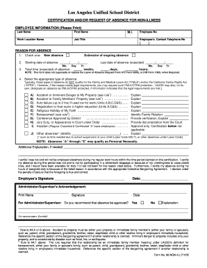 Los Angeles Employee Absence Certification