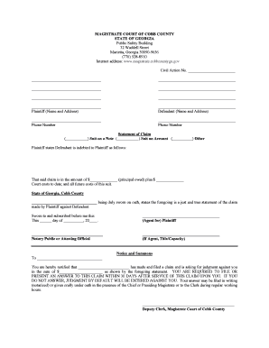 Georgia Civil Action Claim Form