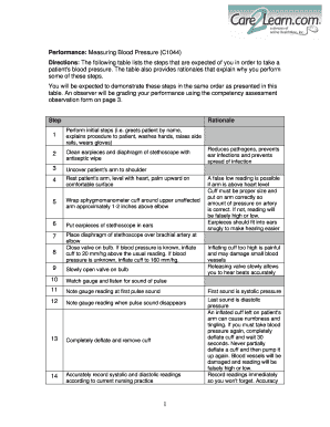 Blood Pressure Measurement Competency Form