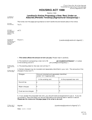 UK Landlord's Notice Proposing a New Rent