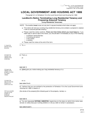Landlord's Notice Terminating Long Residential Tenancy