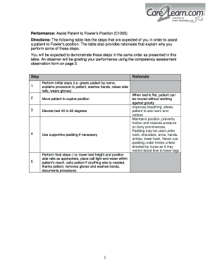 Competency Assessment Form for Fowler's Position