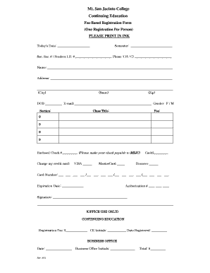 Mt. San Jacinto College Continuing Education Registration Form