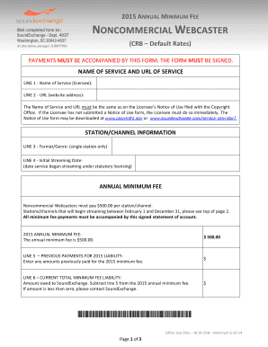 2015 Noncommercial Webcaster Annual Minimum Fee Form