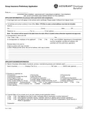 Group Insurance Preliminary Application