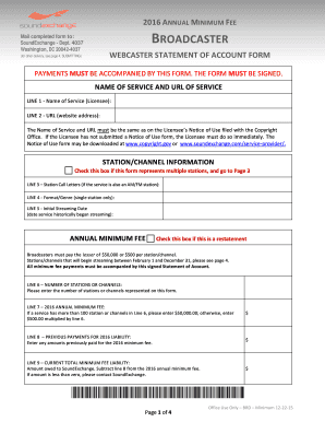 SoundExchange Webcaster Statement of Account Form