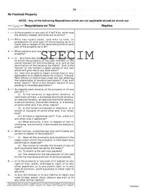 Requisitions on Title for Freehold Property