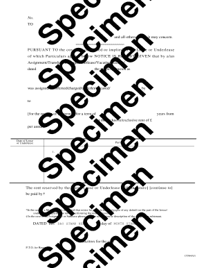 Notice of Assignment or Transfer of Lease