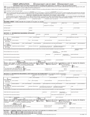 Home Equity Credit Application Form