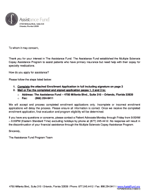 Multiple Sclerosis Copay Assistance Enrollment Application