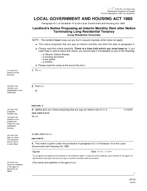 Landlord's Notice Proposing Interim Monthly Rent