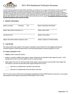 2015-2016 Institutional Verification Document