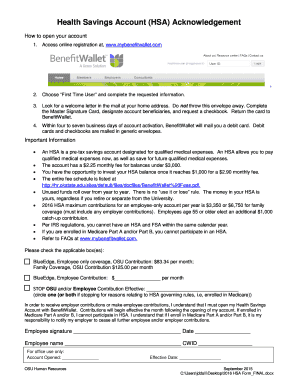 Health Savings Account Acknowledgement Form
